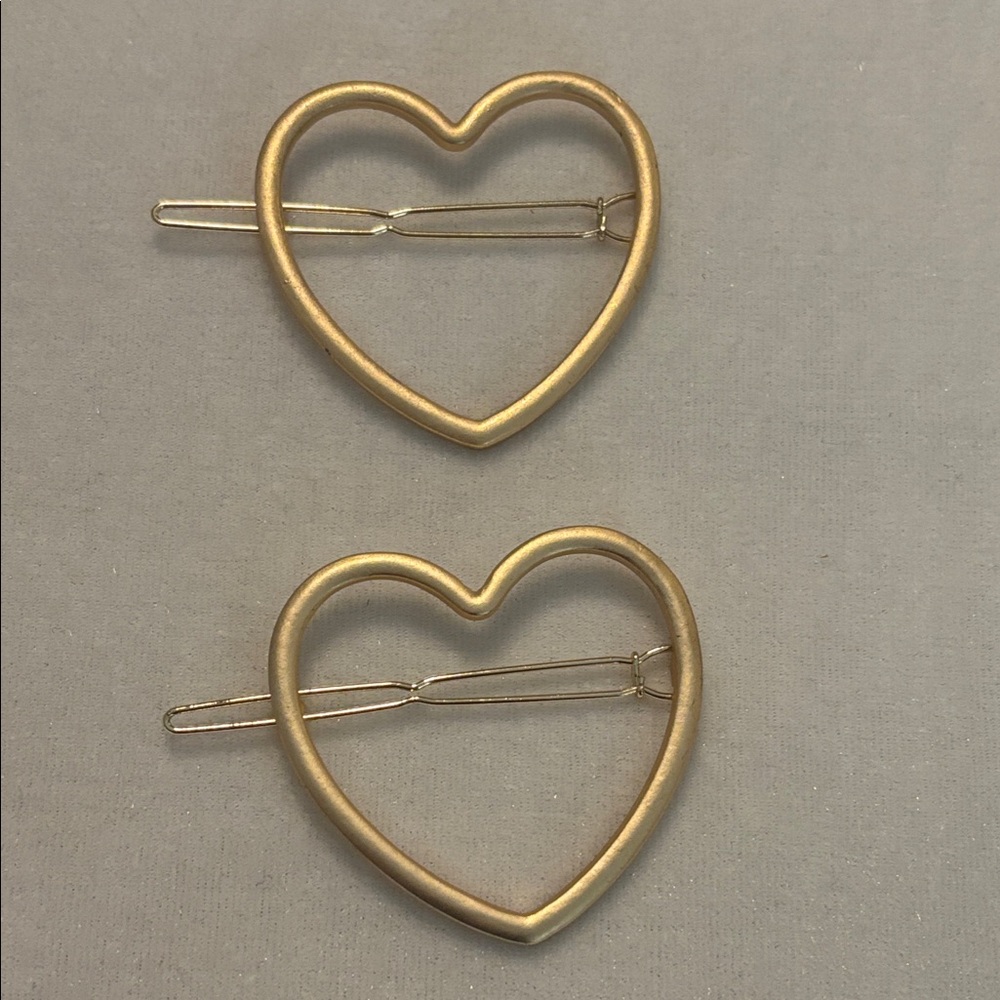 Gold Heart Hair Clips